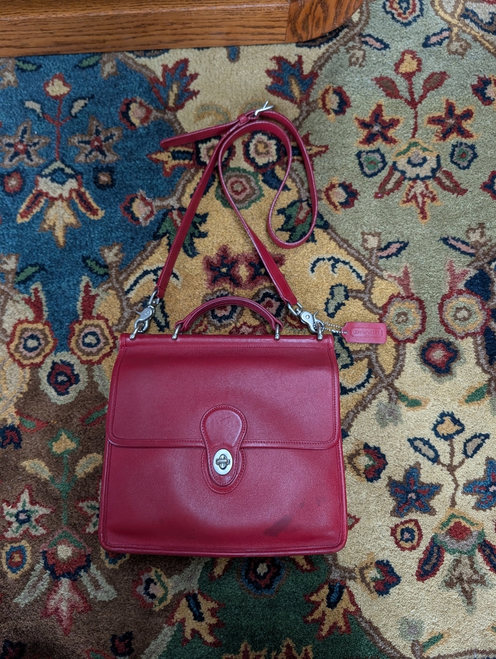 Vintage Coach Willis Crossbody Bag Purse Red Chrome Silver Hardware 9927 Y2K